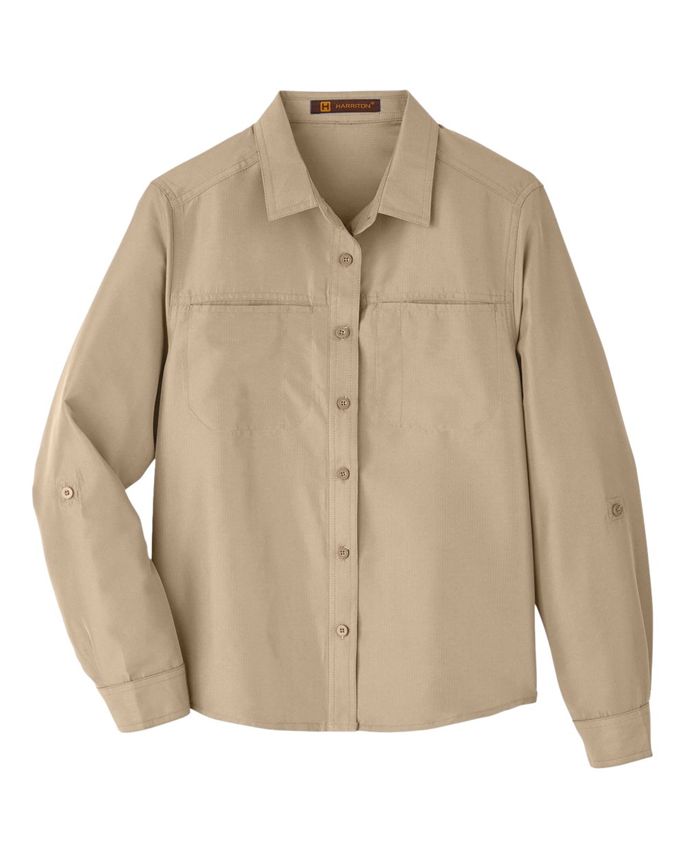 Harriton Ladies' Key West Long-Sleeve Performance Staff Shirt - Khaki