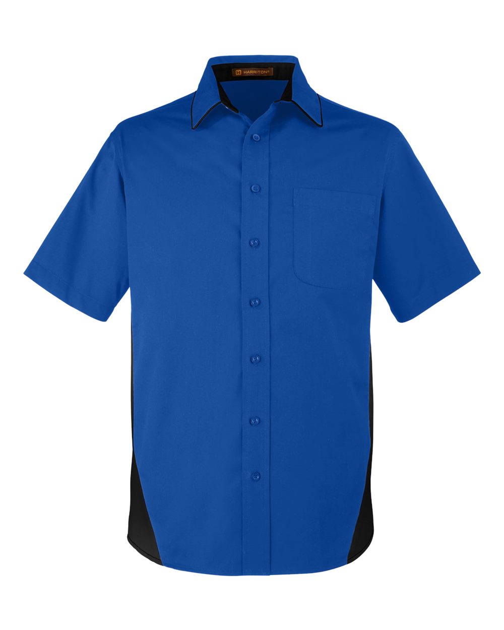 Harriton Men's Flash IL Colorblock Short Sleeve Shirt - True Royal/ Black