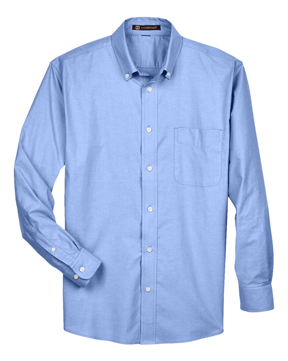 Harriton Men's Long-Sleeve Oxford with Stain-Release - Light Blue