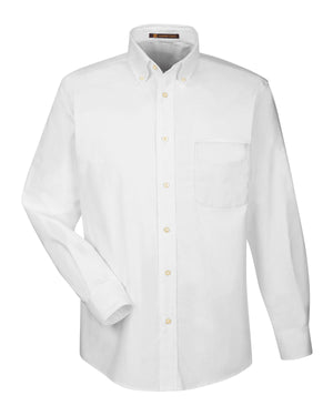 Harriton Men's Long-Sleeve Oxford with Stain-Release - White