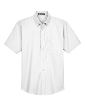 Harriton Men's Short-Sleeve Oxford with Stain-Release - White