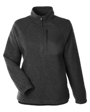 North End Ladies' Aura Sweater Fleece Quarter-Zip - Black/ Black