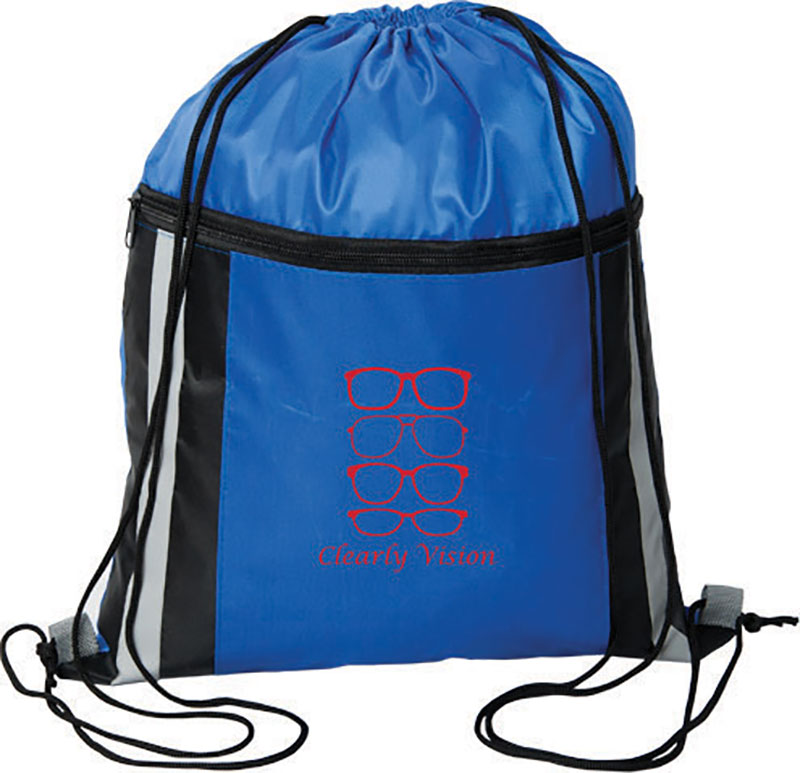 Zippered Reflective Cinch Backpack - Royal