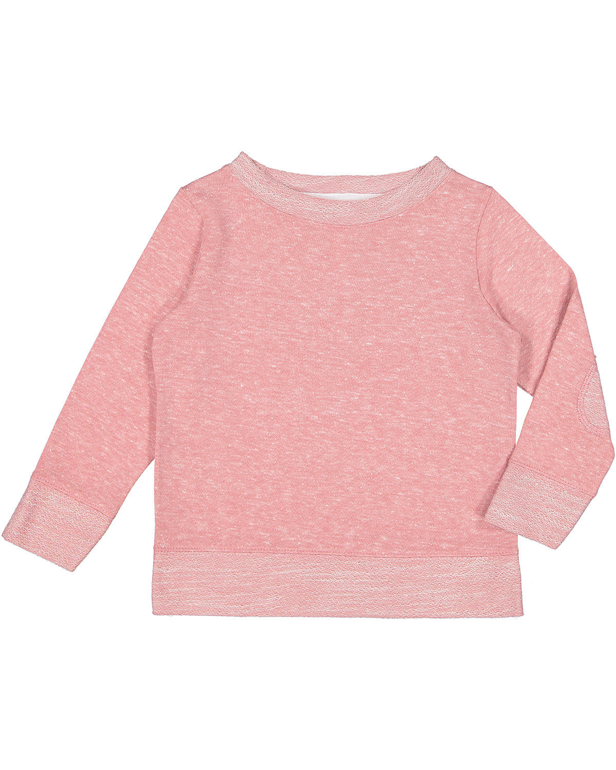 Rabbit Skins Toddler Harborside Melange French Terry Crewneck with Elbow Patches - Mauvelous Melange