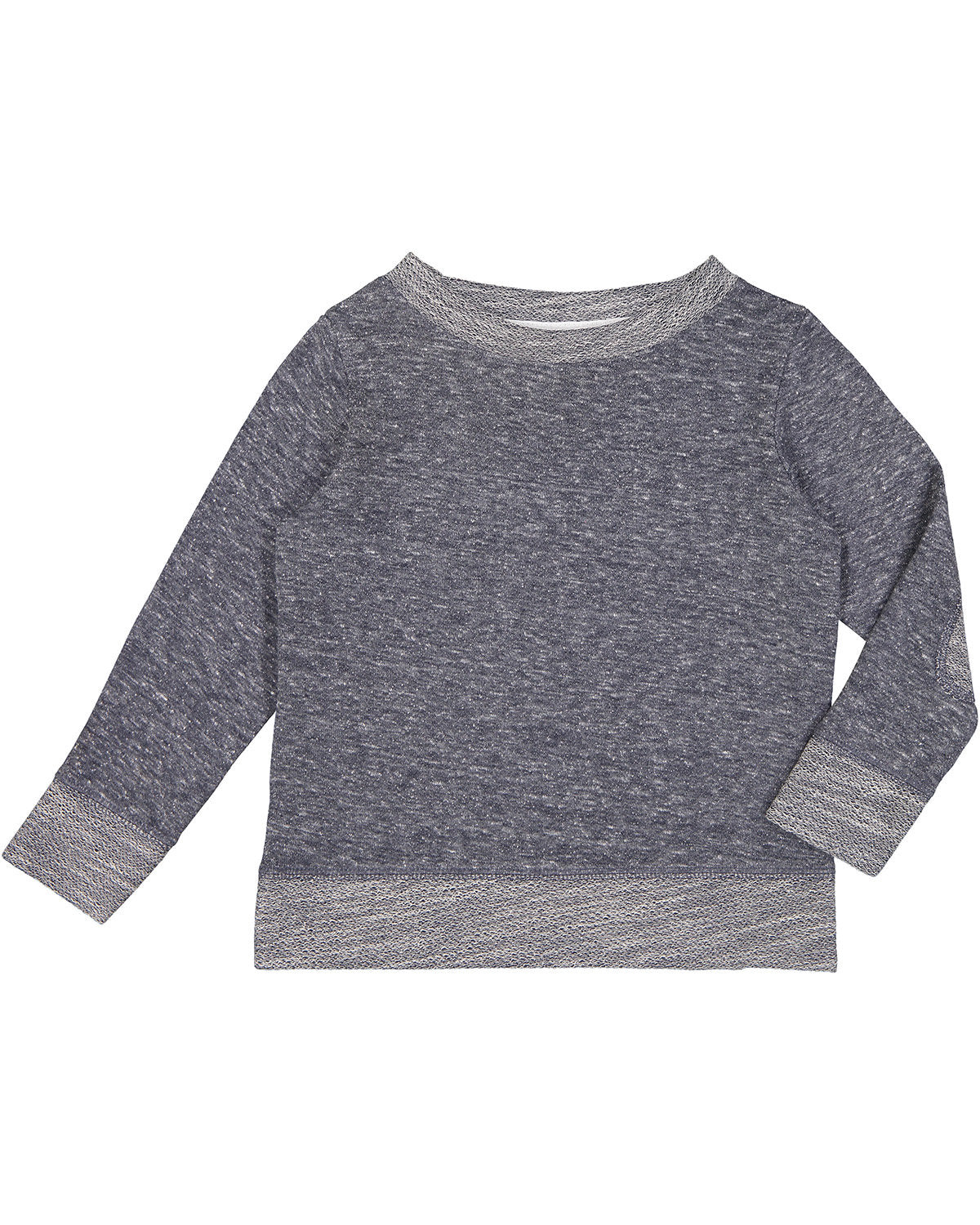 Rabbit Skins Toddler Harborside Melange French Terry Crewneck with Elbow Patches - Navy Melange