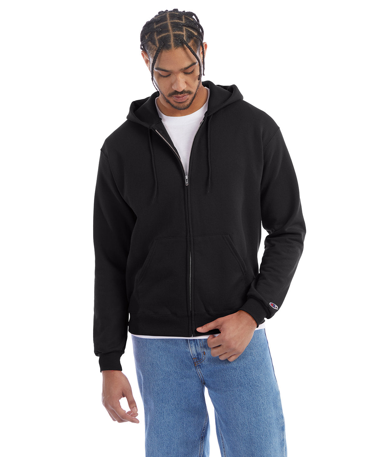 Champion Adult Powerblend® Full-Zip Hooded Sweatshirt - Black