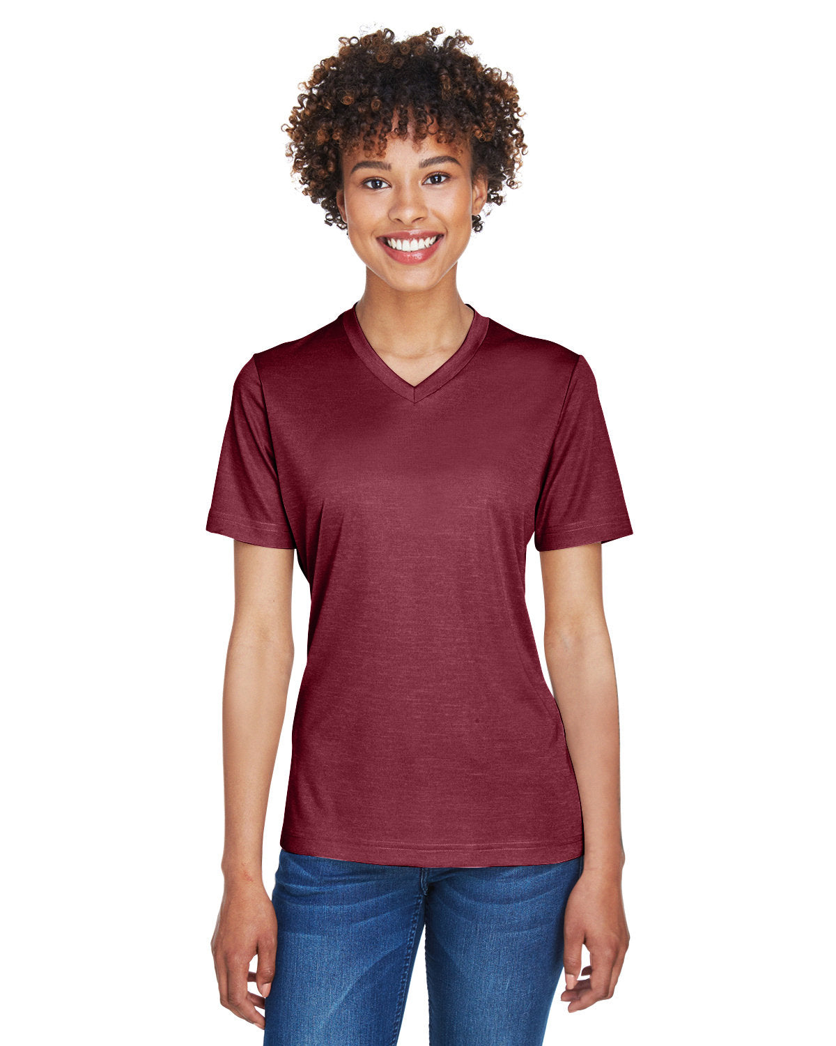 Team 365 Ladies' Sonic Heather Performance T-Shirt - Sp Maroon Hthr