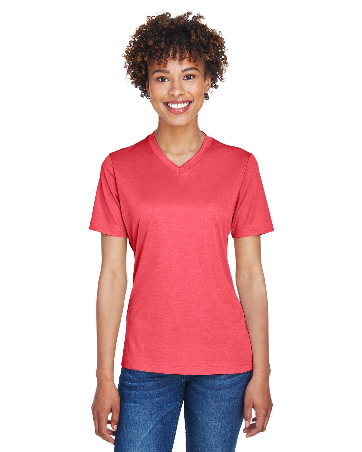 Team 365 Ladies' Sonic Heather Performance T-Shirt - Sp Red Heather