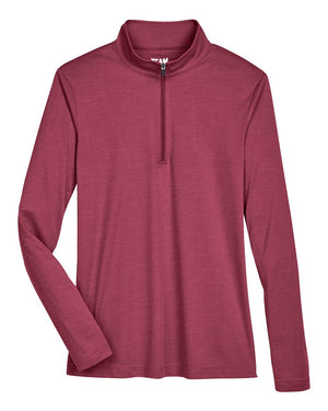 Team 365 Ladies' Zone Sonic Heather Performance Quarter-Zip - Sport Maroon Heather