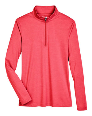 Team 365 Ladies' Zone Sonic Heather Performance Quarter-Zip - Sport Red Heather
