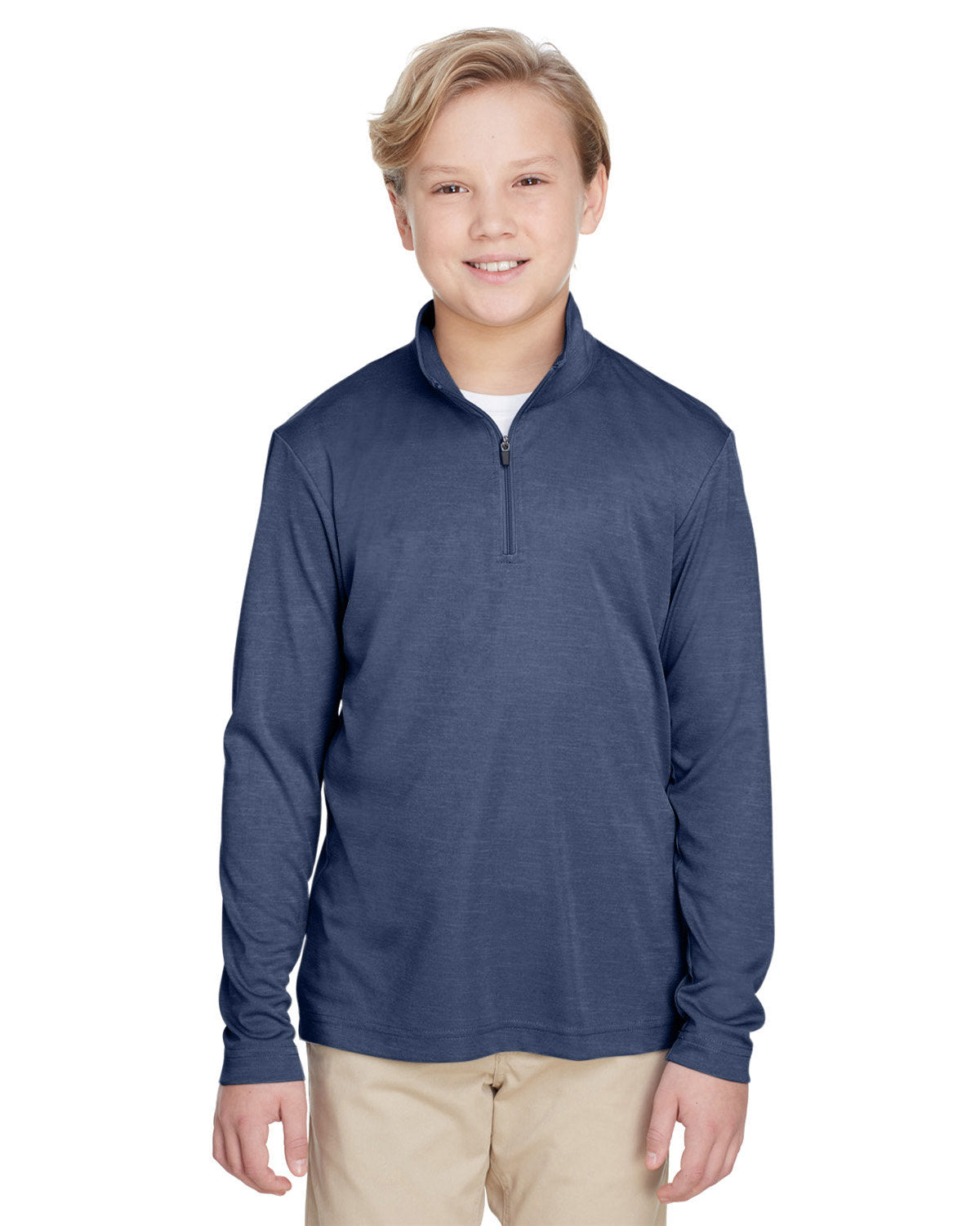 Team 365 Youth Zone Sonic Heather Performance Quarter-Zip - Front