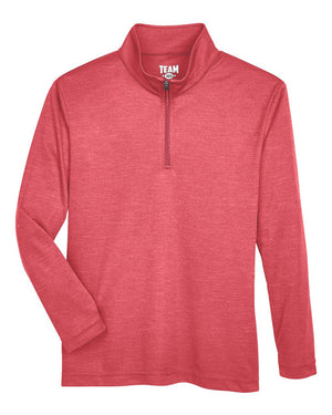 Team 365 Youth Zone Sonic Heather Performance Quarter-Zip - Sport Red Heather