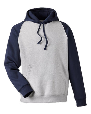 Team 365 Unisex Zone HydroSport™ Heavyweight Colorblock Hooded Sweatshirt - Athletic Heather/ Sport Dark Navy