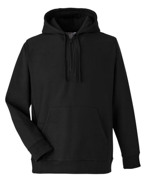 Team 365 Unisex Zone HydroSport™ Heavyweight Quarter-Zip Hooded Sweatshirt - Black