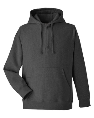 Team 365 Unisex Zone HydroSport™ Heavyweight Quarter-Zip Hooded Sweatshirt - Dark Grey Heathr