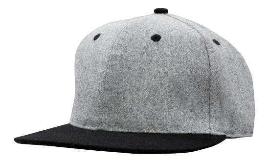 6 Panel Grey Marble Flannel Flat Peak Cap - Custom Embroidered