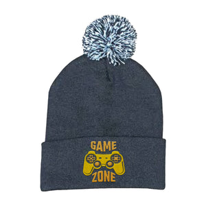 Knitted Acrylic Beanie with Pom Pom - Custom Embroidered