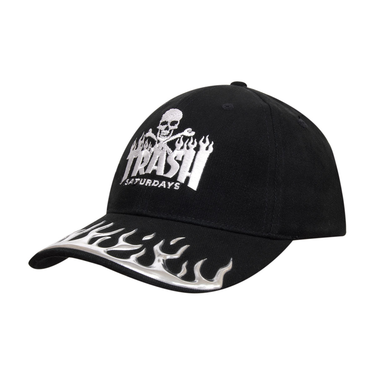 6 Panel BHC Cap Liquid Metal Flames On Peak - Custom Embroidered