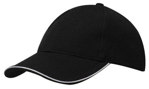 6 Panel Double Pique Mesh Cap with Sandwich - Custom Embroidered