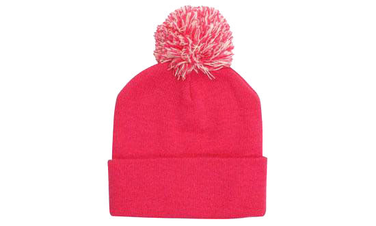 Knitted Acrylic Beanie with Pom Pom - Custom Embroidered
