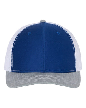 Richardson 112 Adjustable Snapback Trucker Cap - Royal/ White/ Heather Grey