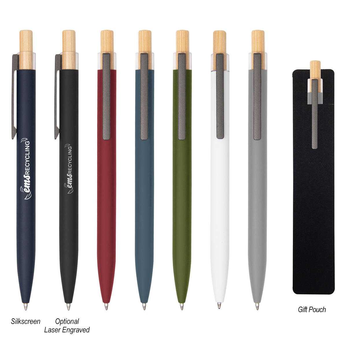 Recycled Aluminum Pen With Bamboo Plunger