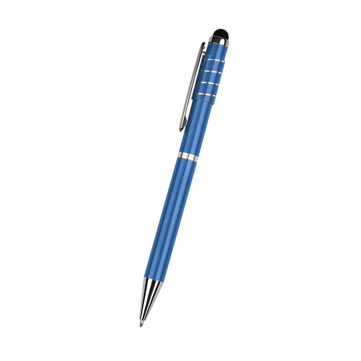 Recycled Aluminum Spinner Pen With Stylus - Metallic Blue