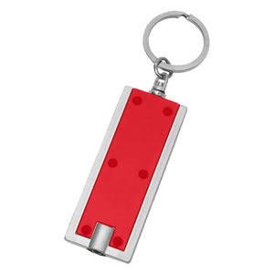 Rectangular LED Key Chain - Red With Silver