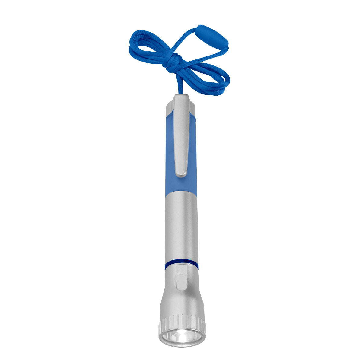 Flashlight With Light Up Pen - Silver With Blue