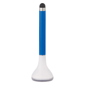 Stylus Pen Stand With Screen Cleaner - White With Blue