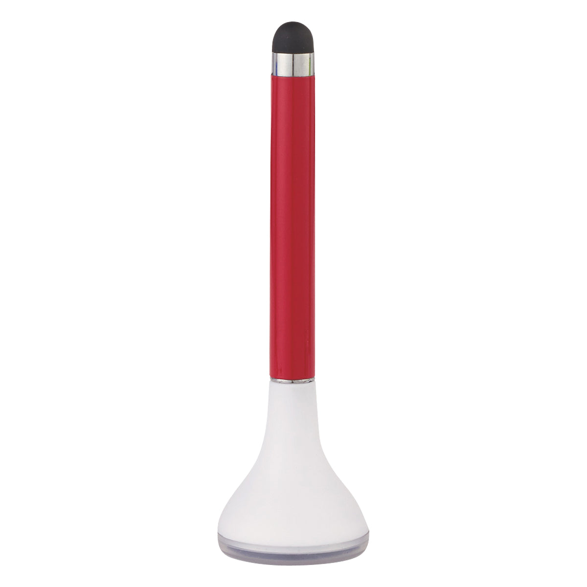 Stylus Pen Stand With Screen Cleaner - White With Red