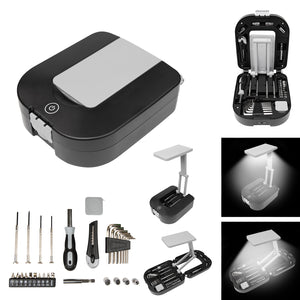30 Piece Tool Kit With Light - Black With Gray