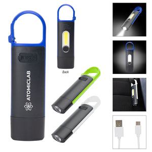 Rechargeable Carabiner COB Flashlight - Black With White