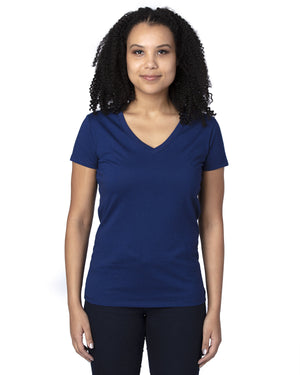Threadfast Apparel Threadfast Ladies' Ultimate CVC V-Neck T-Shirt - Navy