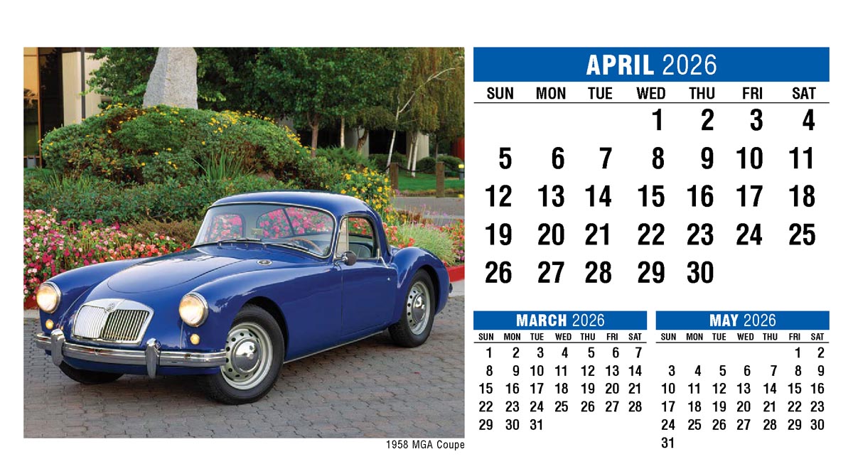 Classic Cars 2026 Promotional Desk Calendar