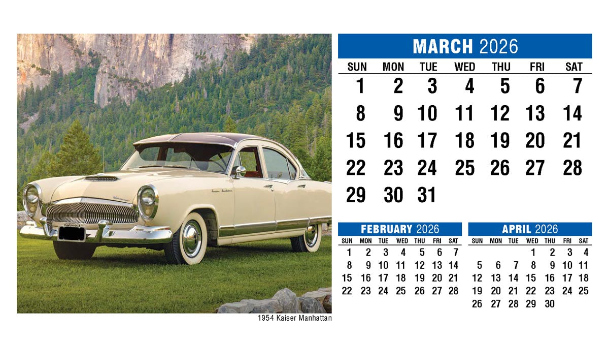 Classic Cars 2026 Promotional Desk Calendar