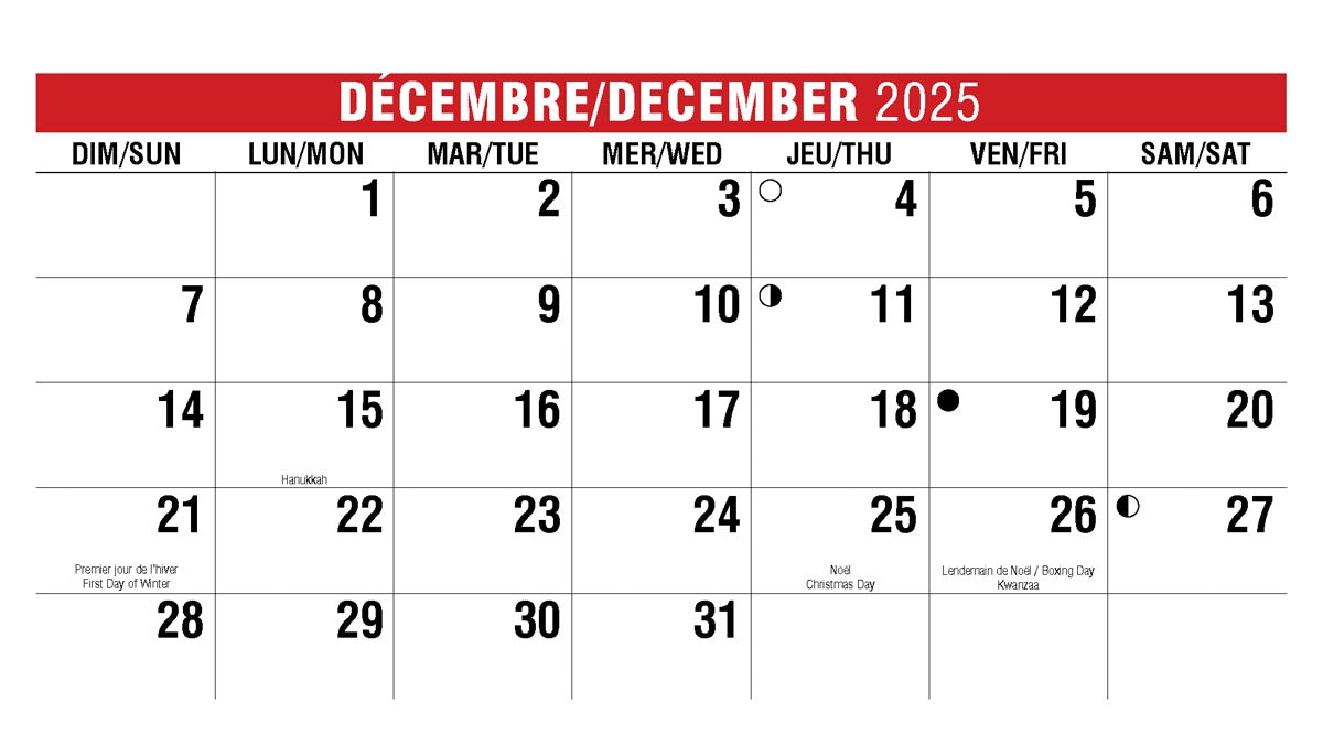 Scenes of Canada French English 2026 Promotional Desk Calendar