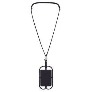 Silicone Lanyard with Phone Holder & Wallet - Black