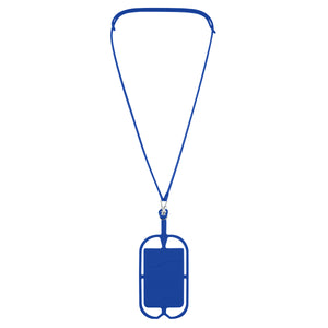Silicone Lanyard with Phone Holder & Wallet - Blue