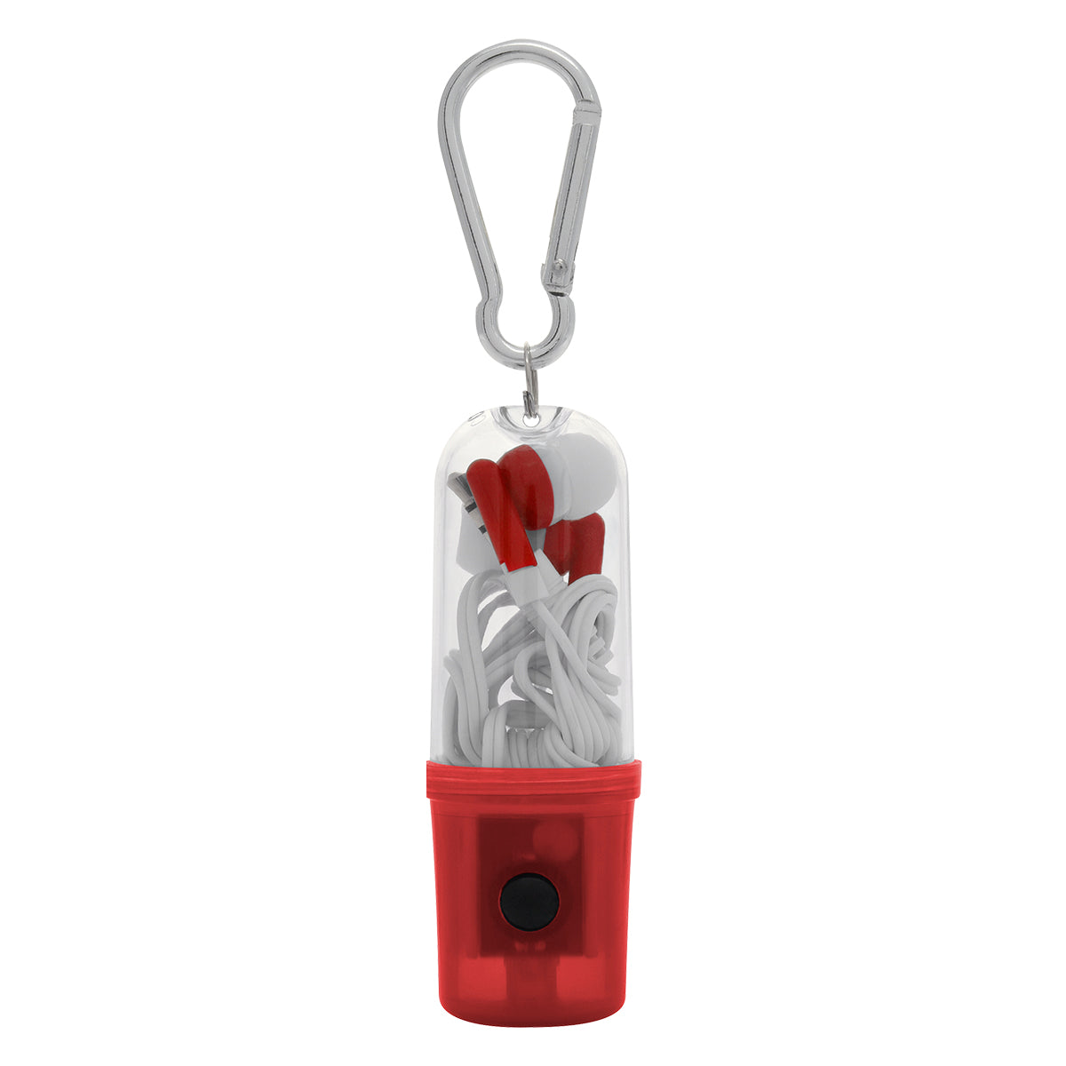 Earbuds With Flashlight Case - Translucent Red