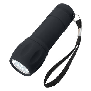 Rubberized Torch Light With Strap - Black
