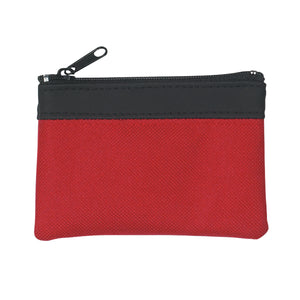 Zippered Coin Pouch - Red With Black
