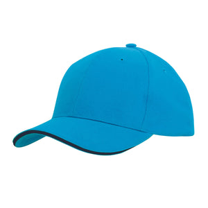 6 Panel Brush Heavy Cotton Sandwich Peak Cap - Custom Embroidered - HP4210 -