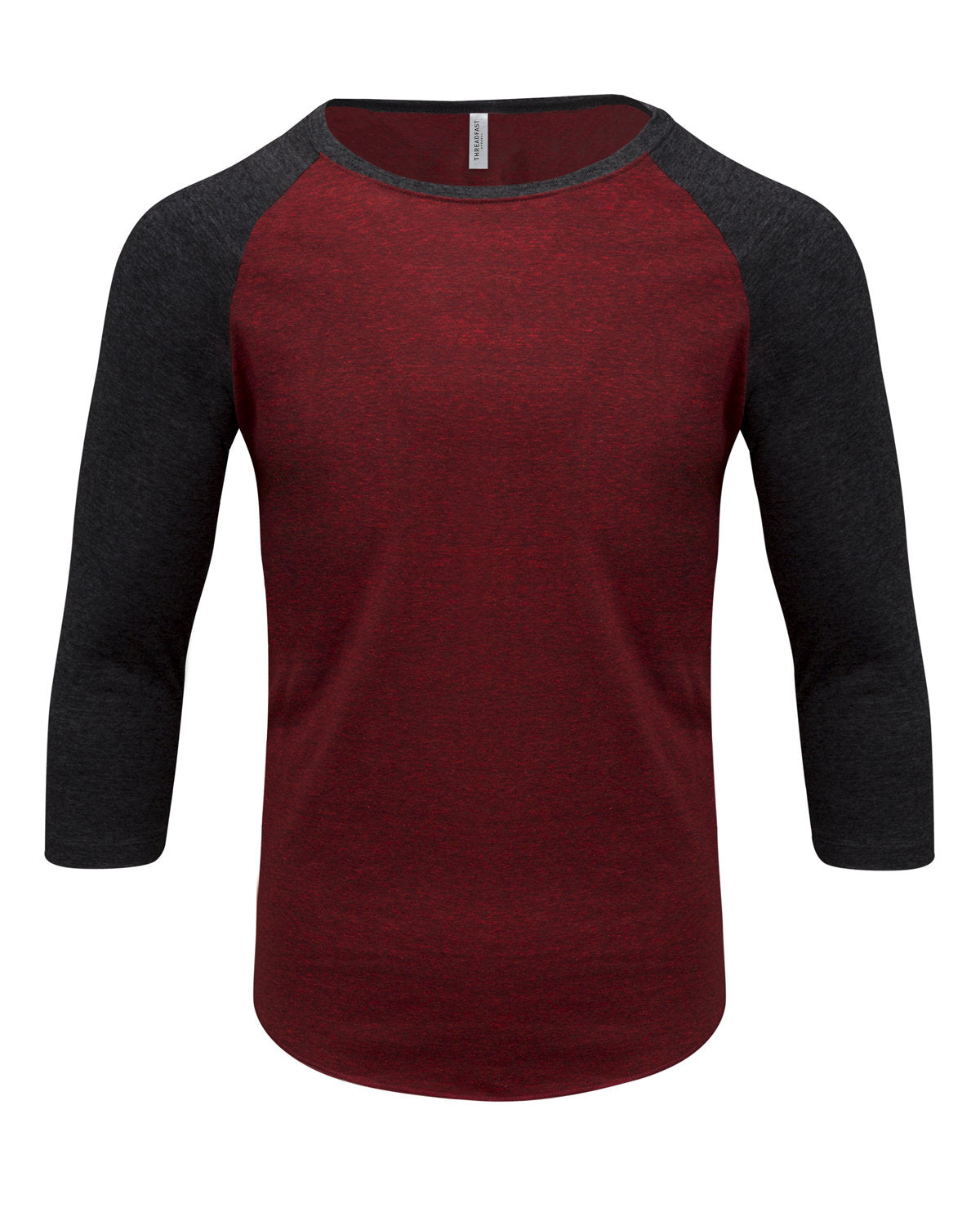 Threadfast Unisex Triblend Three-Quarter Sleeve Raglan - Crd Blk/blk Trb