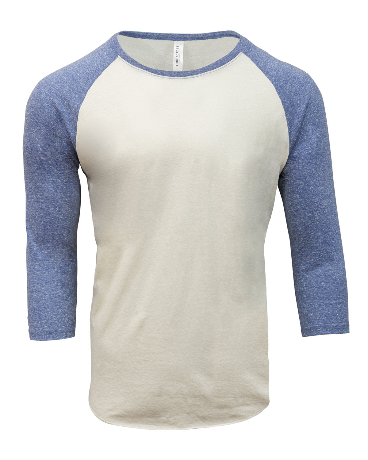 Threadfast Unisex Triblend Three-Quarter Sleeve Raglan - Cream/navy Trib