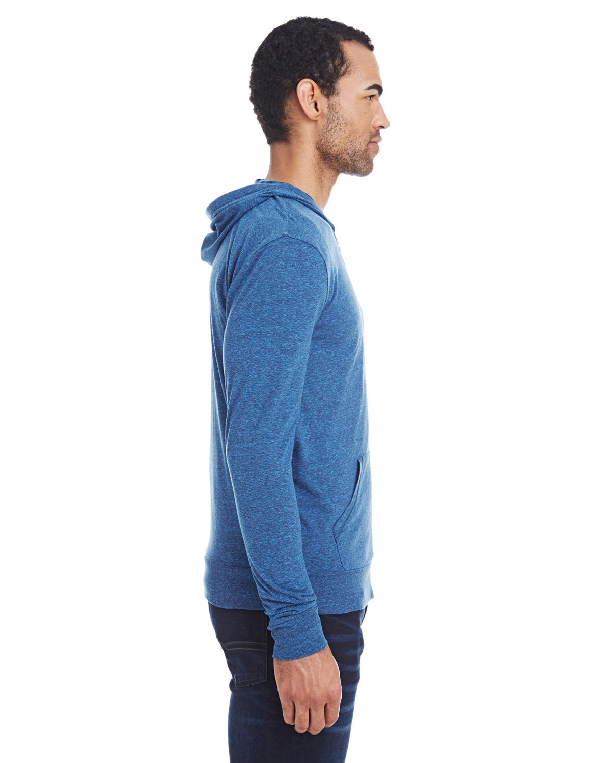 Threadfast Unisex Triblend Full-Zip Light Hoodie - Side