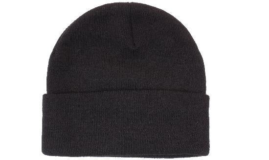 Acrylic Roll Up Beanie with Thinsulate Lining - Black