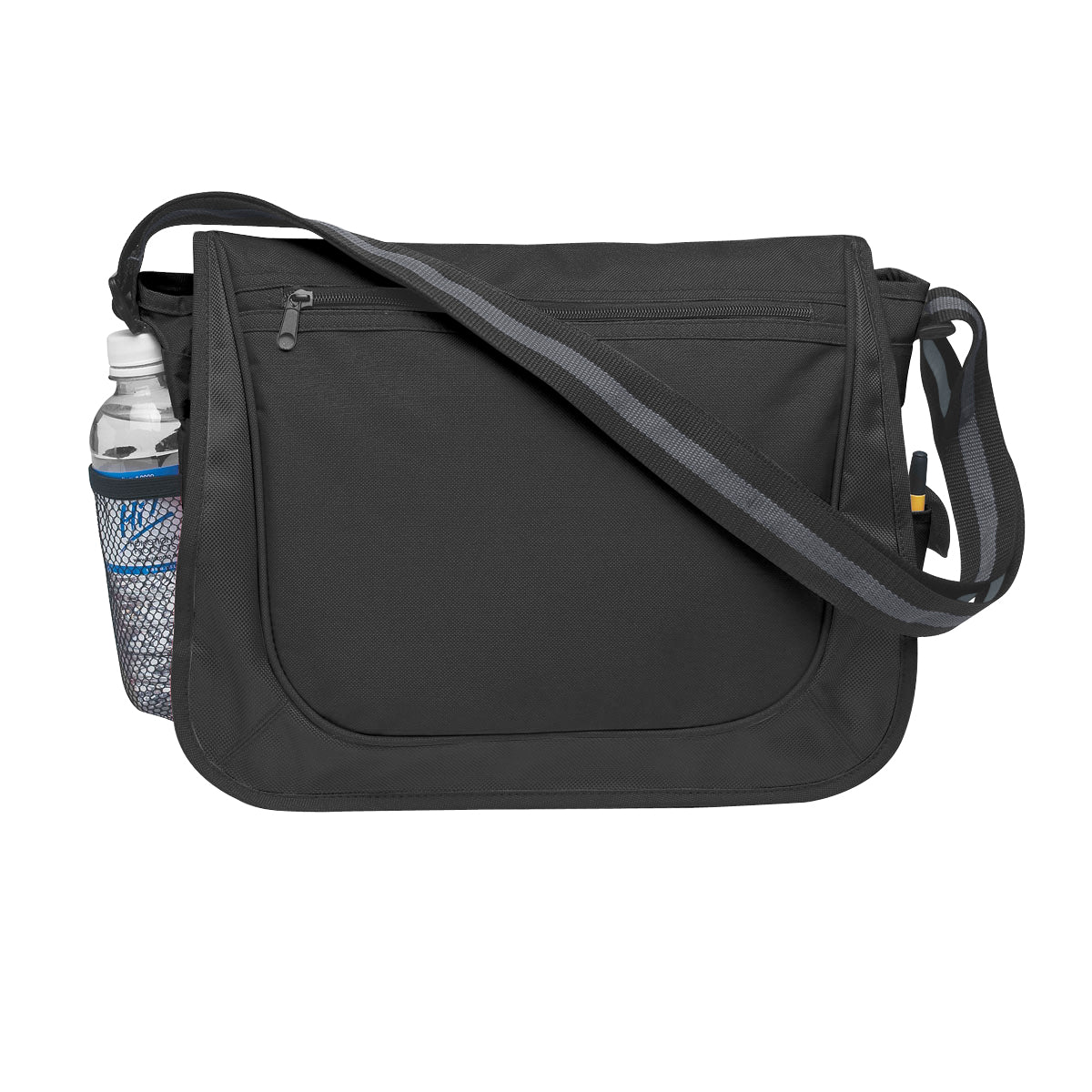 Messenger Bag With Matching Striped Handle - Black