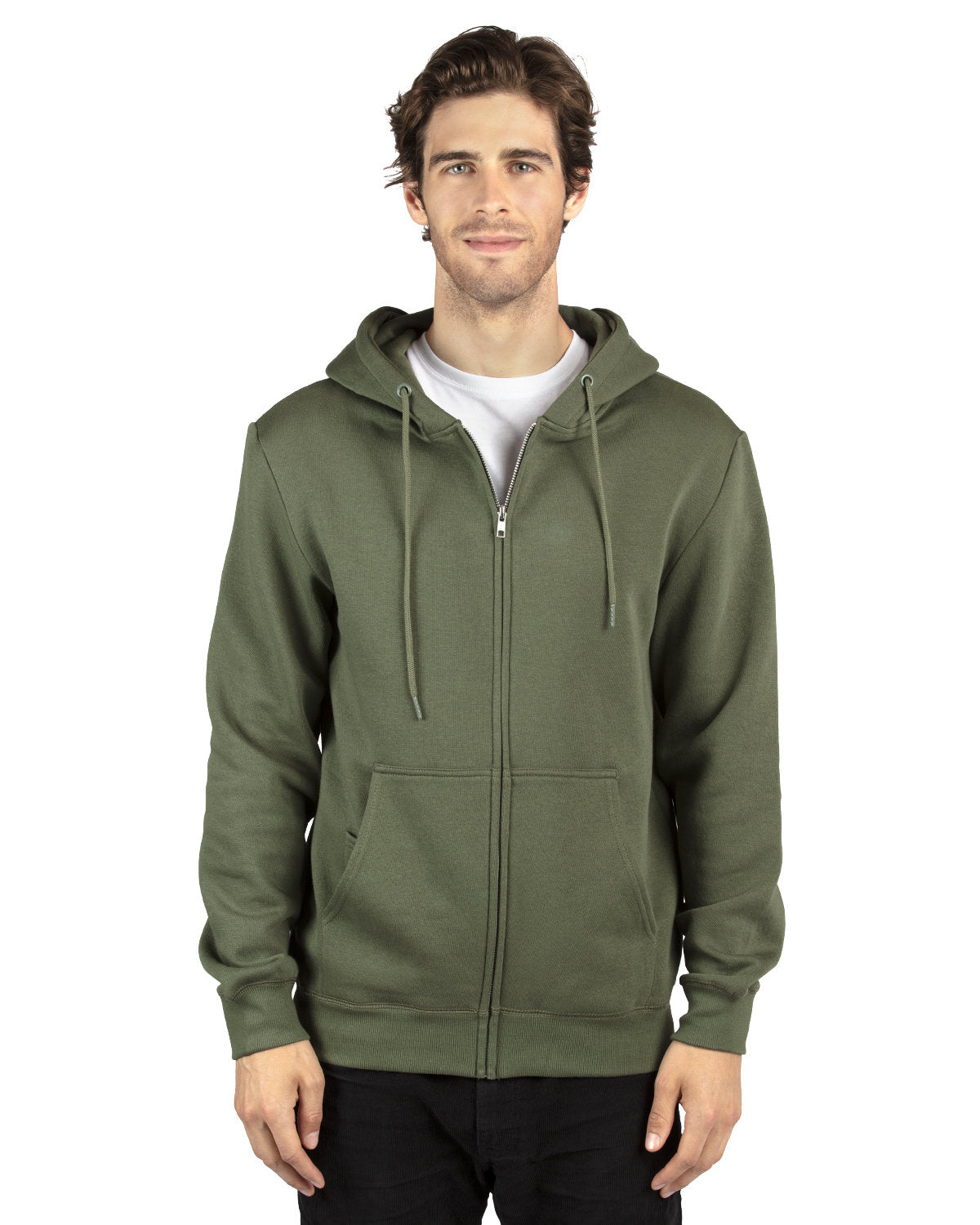 Threadfast Unisex Ultimate Fleece Full-Zip Hooded Sweatshirt - Army