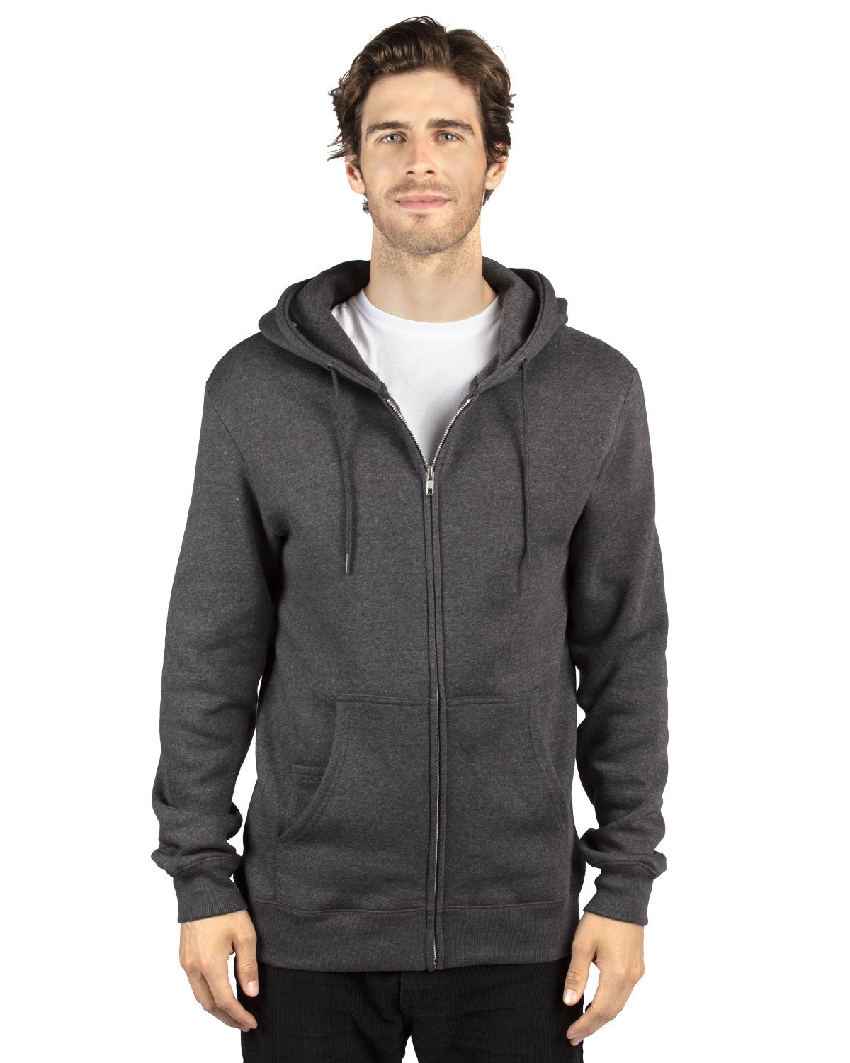 Threadfast Unisex Ultimate Fleece Full-Zip Hooded Sweatshirt - Charcoal Heather